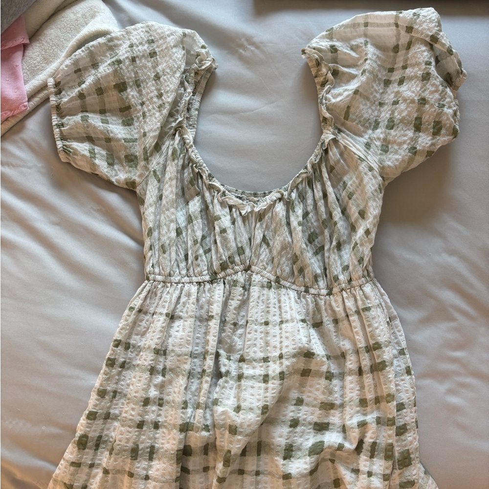 Plaid Puff Sleeve Dress